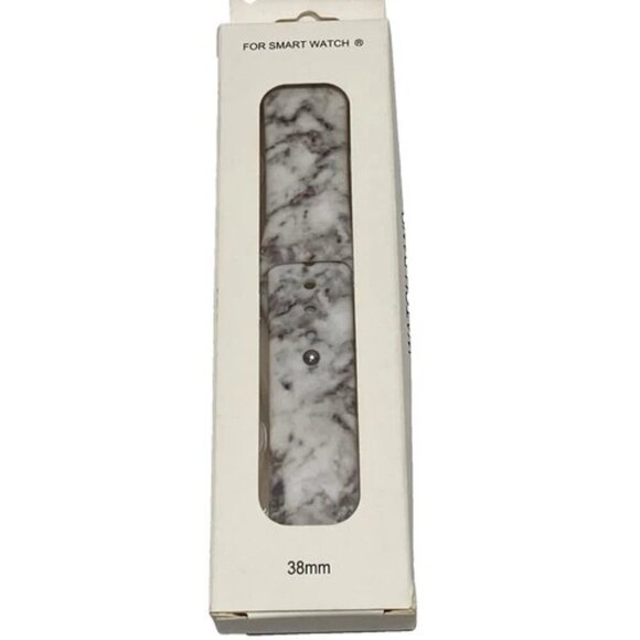 Smart Watch Band 38mm Wristband Gray White Marbled Secure Premium Stainless NIB - Picture 1 of 7
